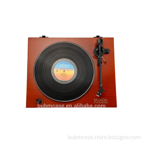 VOXOA T70 Wood veneer Turntable with Built-in switchable phono pre-amplifier